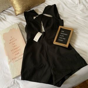 Black cutout cocktail romper